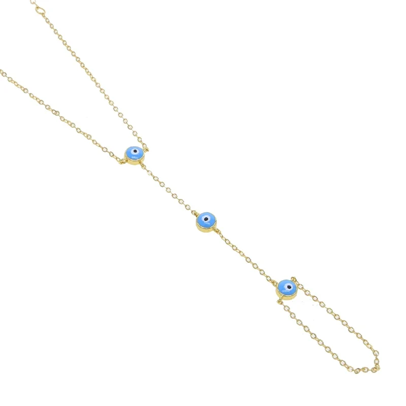 Enamel Evil Eye Charm Chain Bracelet - Image 4