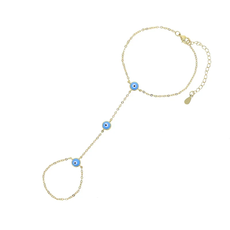 Enamel Evil Eye Charm Chain Bracelet - Image 6