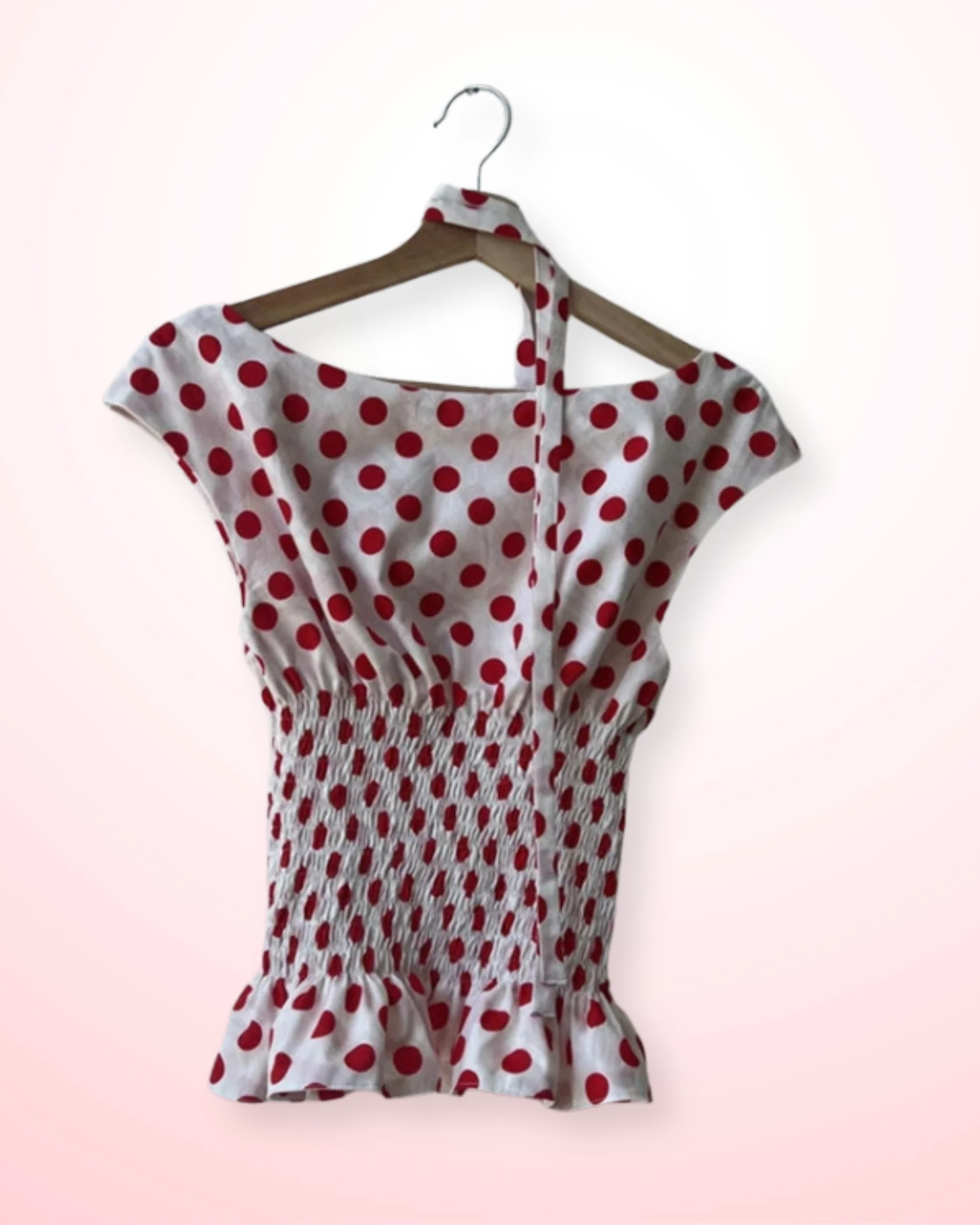 Dotty Flare Blouse – Pink Tops