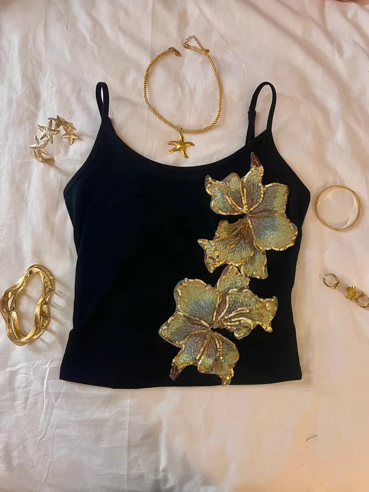 Gold Leaf Black Top - Image 4