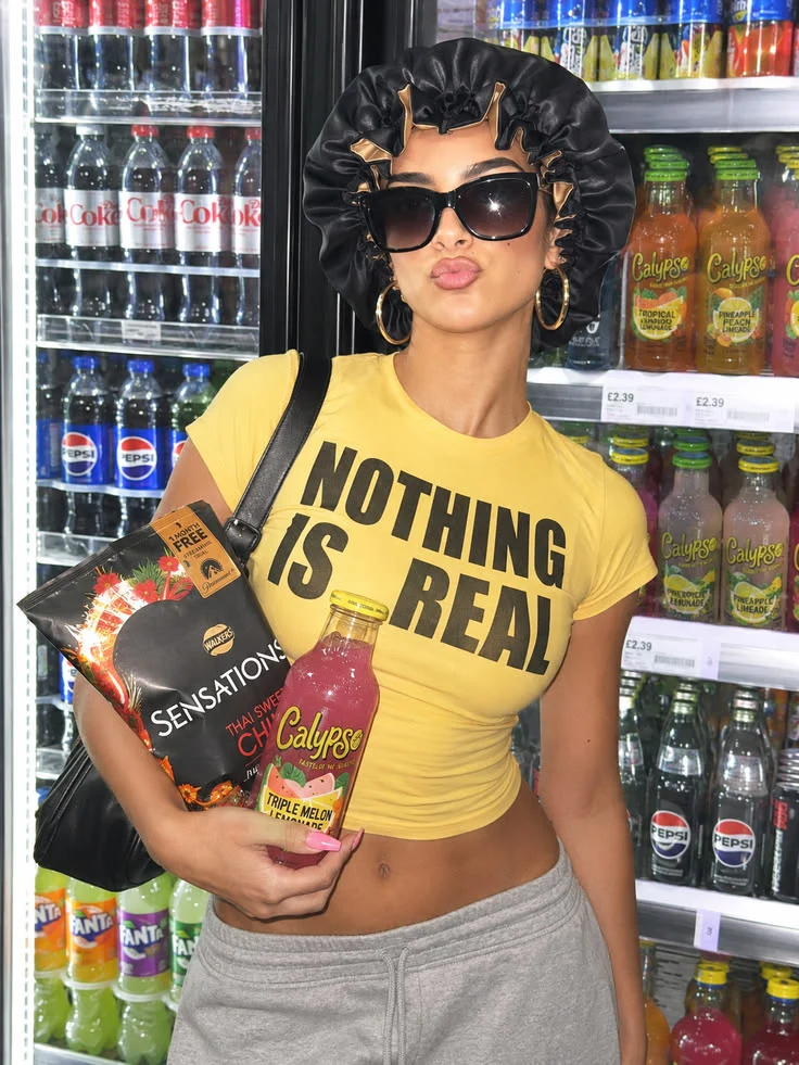 Nothing Is Real Baby Tee – Yellow T-Shirt - Image 2