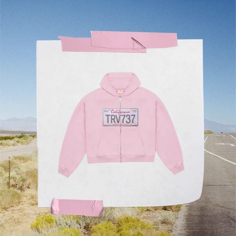 Urban License Plate Zip Hoodie – Gray Hoodies & Sweatshirts - Image 3