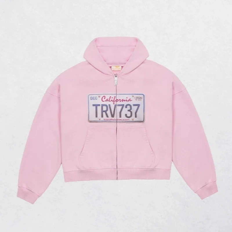 Urban License Plate Zip Hoodie – Gray Hoodies & Sweatshirts - Image 8