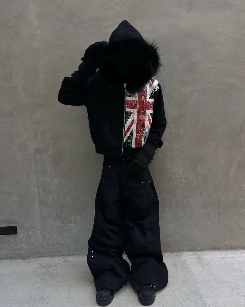 Flagged Zip Hoodie – Black Hoodies & Sweatshirts - Image 4