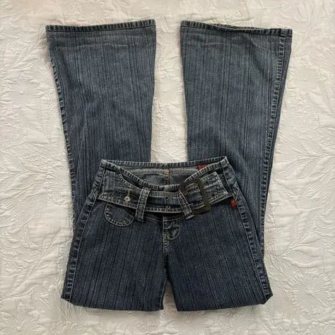 Low Rise Flare Jeans – Brown - Image 3