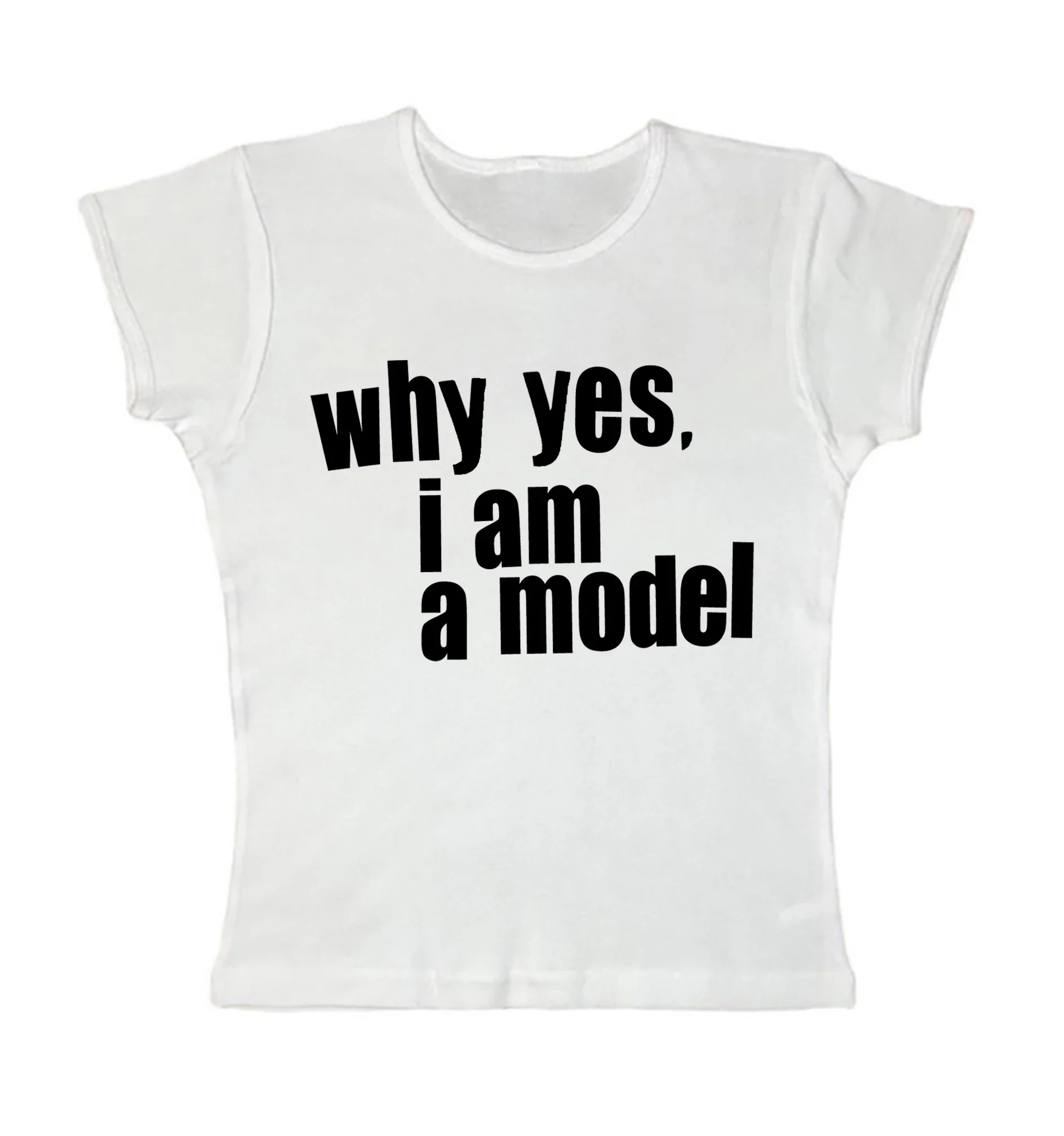 Why Yes. I am Model Baby Tee – Black T-Shirt - Image 3